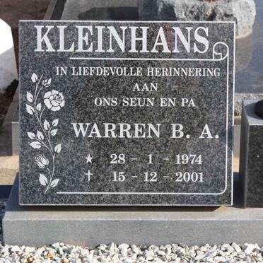 KLEINHANS Warren B.A. 1974-2001
