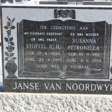 NOORDWYK C.H., Janse van 1904-1979 &amp; Susanna Petronella 1913-1994