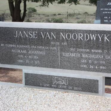 NOORDWYK Nicolaas Johannes, Janse van 1891-1971 &amp; Elizabeth Magdalena Catherina 1891-1980