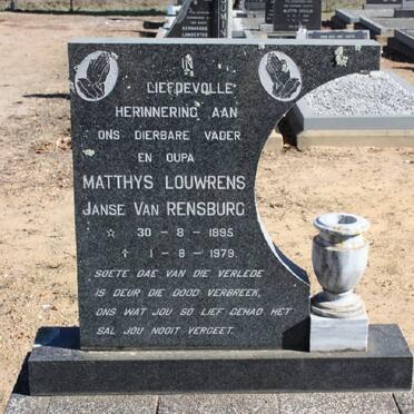 RENSBURG Matthys Louwrens, Janse van 1895-1979
