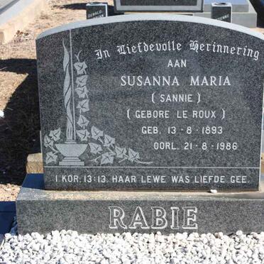 RABIE Susanna Maria nee LE ROUX 1893-1986