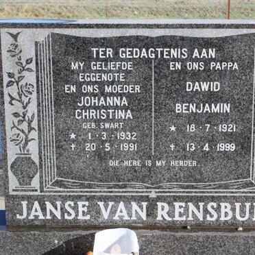RENSBURG Dawid Benjamin, Janse van 1921-1999 &amp; Johanna Christina SWART 1932-1991