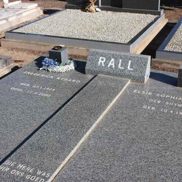 RALL Frederick Rynard 1923-2000 &amp; Elsie Sophia Aletta SNYMAN 1929-