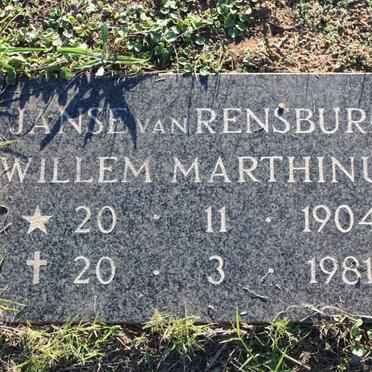 RENSBURG Willem Marthinus, Janse van 1904-1981