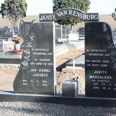 RENSBURG Jan Daniel Jacobus, Janse van 1904-1995 &amp; Judith Magdalena GROENEWALD 1919-2001