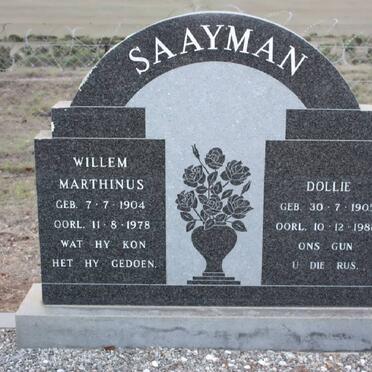 SAAYMAN Willem Marthinus 1904-1978 &amp; Dollie 1905-1988