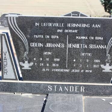 STANDER Gideon Johannes 1898-1976 &amp; Henrietta Susanna 1905-1977