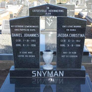 SNYMAN Daniel Johannes 1911-1996 &amp; Jacoba Christina 1912-1998