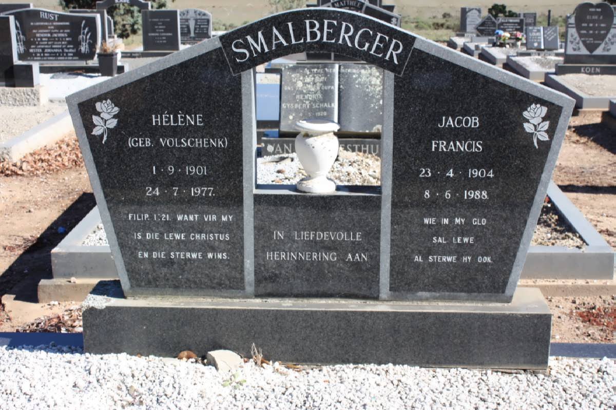 SMALBERGER Jacob Francis 1904-1988 &amp; Héléne VOLSCHENK 1901-1977