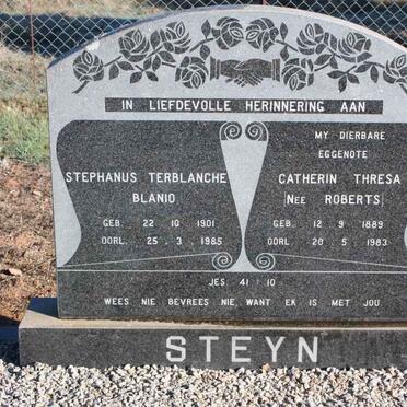 STEYN Stephanus Terblanche Blanio 1901-1985 &amp; Catherin Thresa ROBERTS 1889-1983