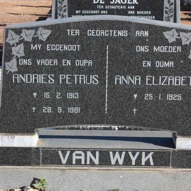 WYK Andries Petrus, van 1913-1981 &amp; Anna Elizabeth 1925-