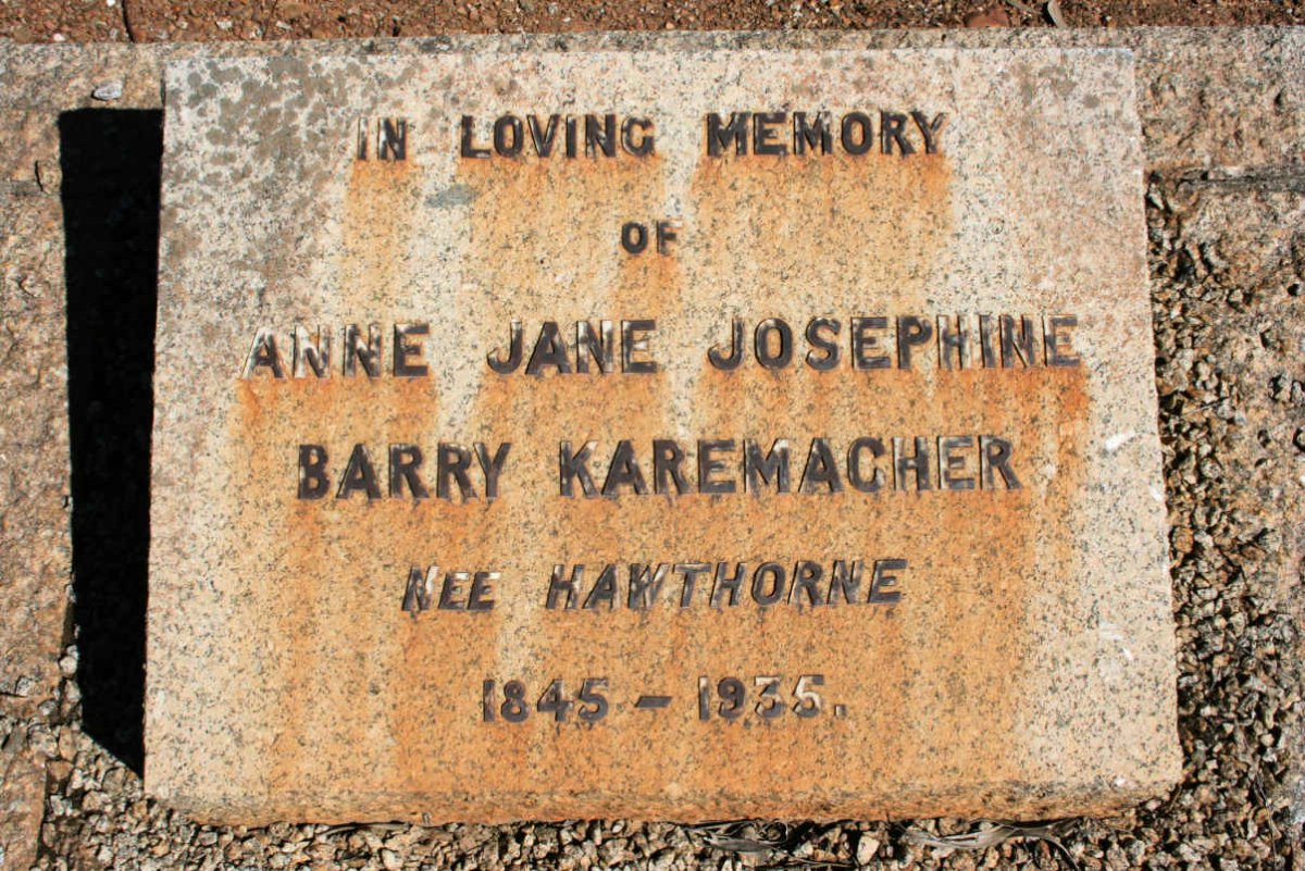 KAREMACHER Anne Jane Josephine Barry neé HAWTHORNE 1845-1935