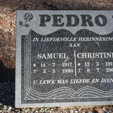 PEDRO Samuel 1917-1999 &amp; Christne 1919-2002