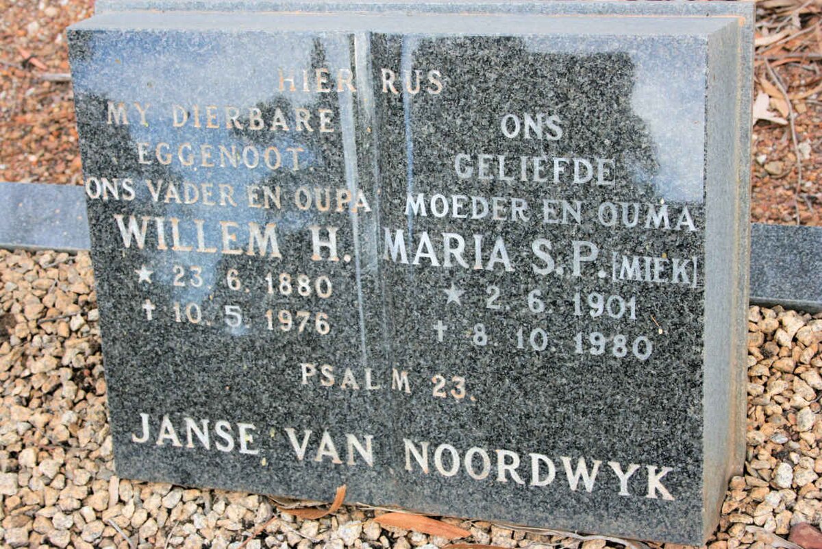 NOORDWYK Willem H., Janse van 1880-1976 &amp; MariaS. P. 1901-1980