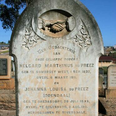 PREEZ Helgard Marthinus 1832-1911 &amp; Johanna Louisa ODENDAAL 1833-1911