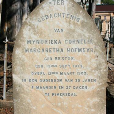 HOFMEYR Myndrieka Cornelia Margaretha neé BESTER 1873-1909