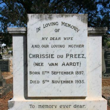 PREEZ Chrissie, du neé VAN AARDT 1897-1935