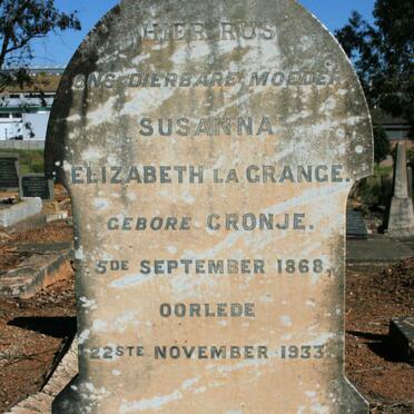 GRANGE Susanna Elizabeth, la neé CRONJE 1868-1933