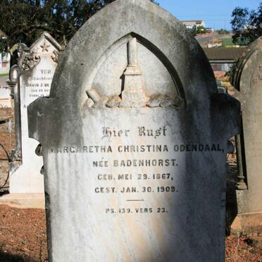 ODENDAAL Margaretha Christina neé BADENHORST 1867-1909