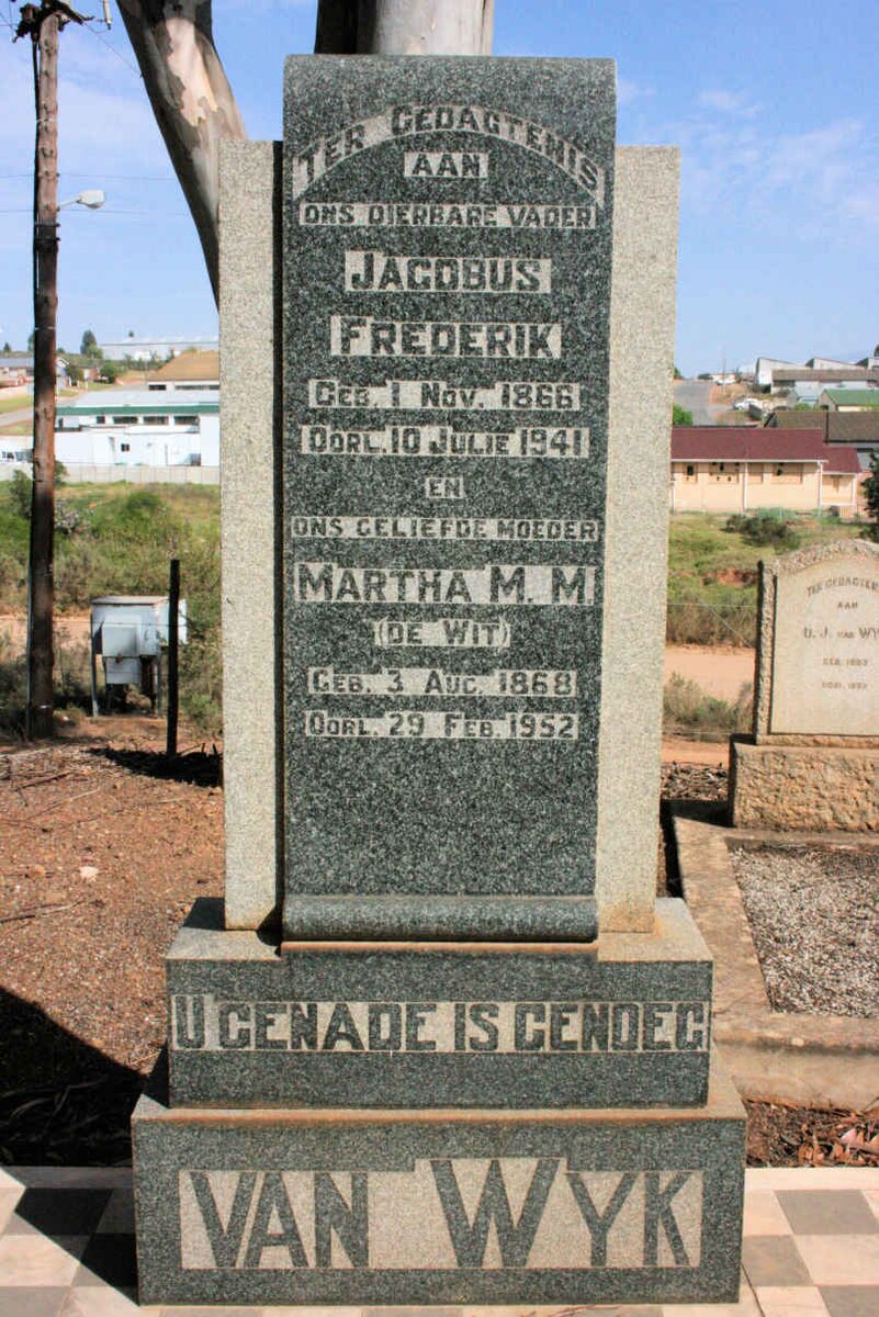 WYK Jacobus Frederik, van 1866-1941 &amp; Martha M.M. neé DE WIT 1868-1952