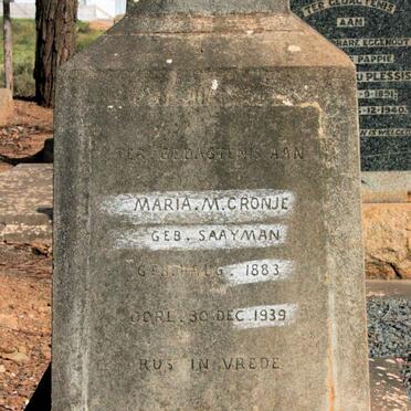 CRONJE Maria M. neé SAAYMAN 1883-1939
