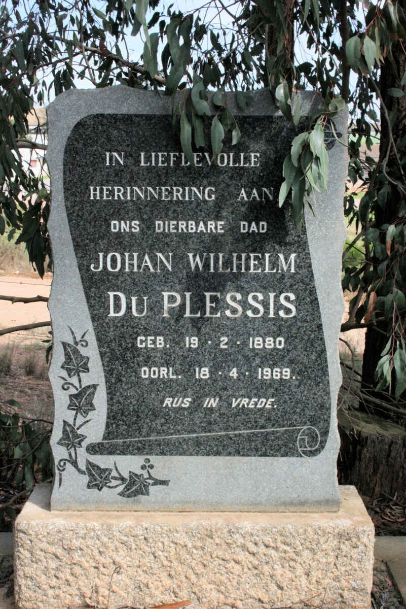 PLESSIS Johan Wilhelm, du 1880-1969