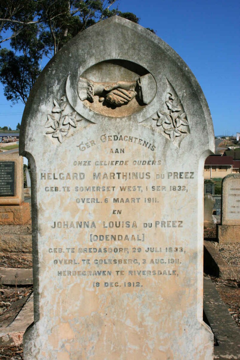 PREEZ Helgard Marthinus 1832-1911 &amp; Johanna Louisa ODENDAAL 1833-1911