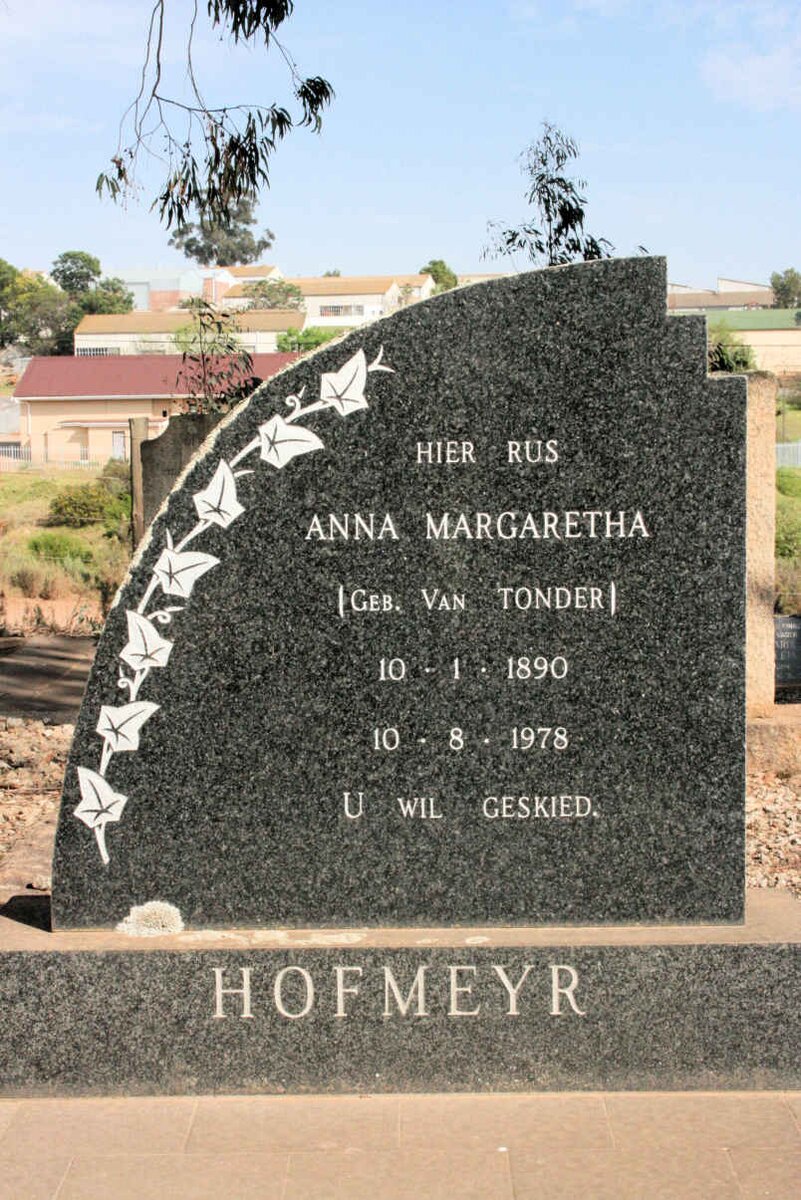 HOFMEYR Anna Margaretha neé VAN TONDER 1890-1978