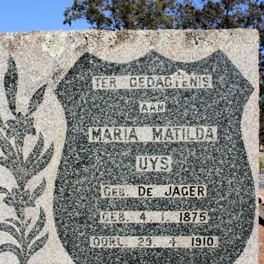 UYS Maria Matilda neé DE JAGER 1875-1910