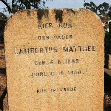 MATTHEE Lambertus 1882-1940