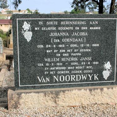 NOORDWYK Willem Hendrik, Janse van 1910-1981 &amp; Johanna Jacoba neé ODENDAAL 1913-1969