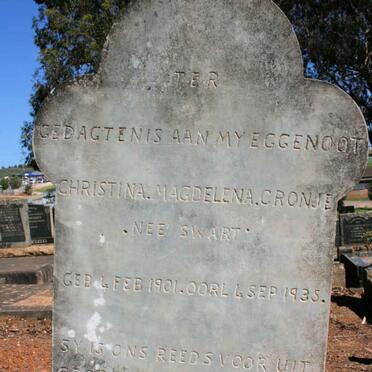 CRONJE Christina Magdelena neé SWART 1901-1935