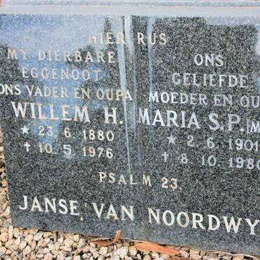 NOORDWYK Willem H., Janse van 1880-1976 &amp; MariaS. P. 1901-1980