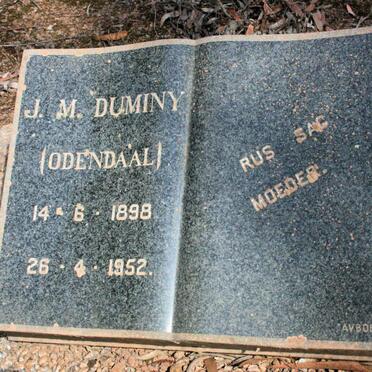 DUMINY J. M. neé ODENDAAL 1898-1952