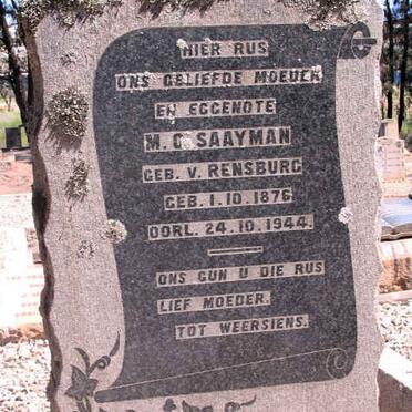 SAAYMAN M.O. neé VAN RENSBURG 1876-1944