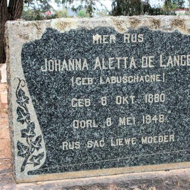 LANGE Johanna Aletta, de neé LABUSCHAGNE 1880-1948