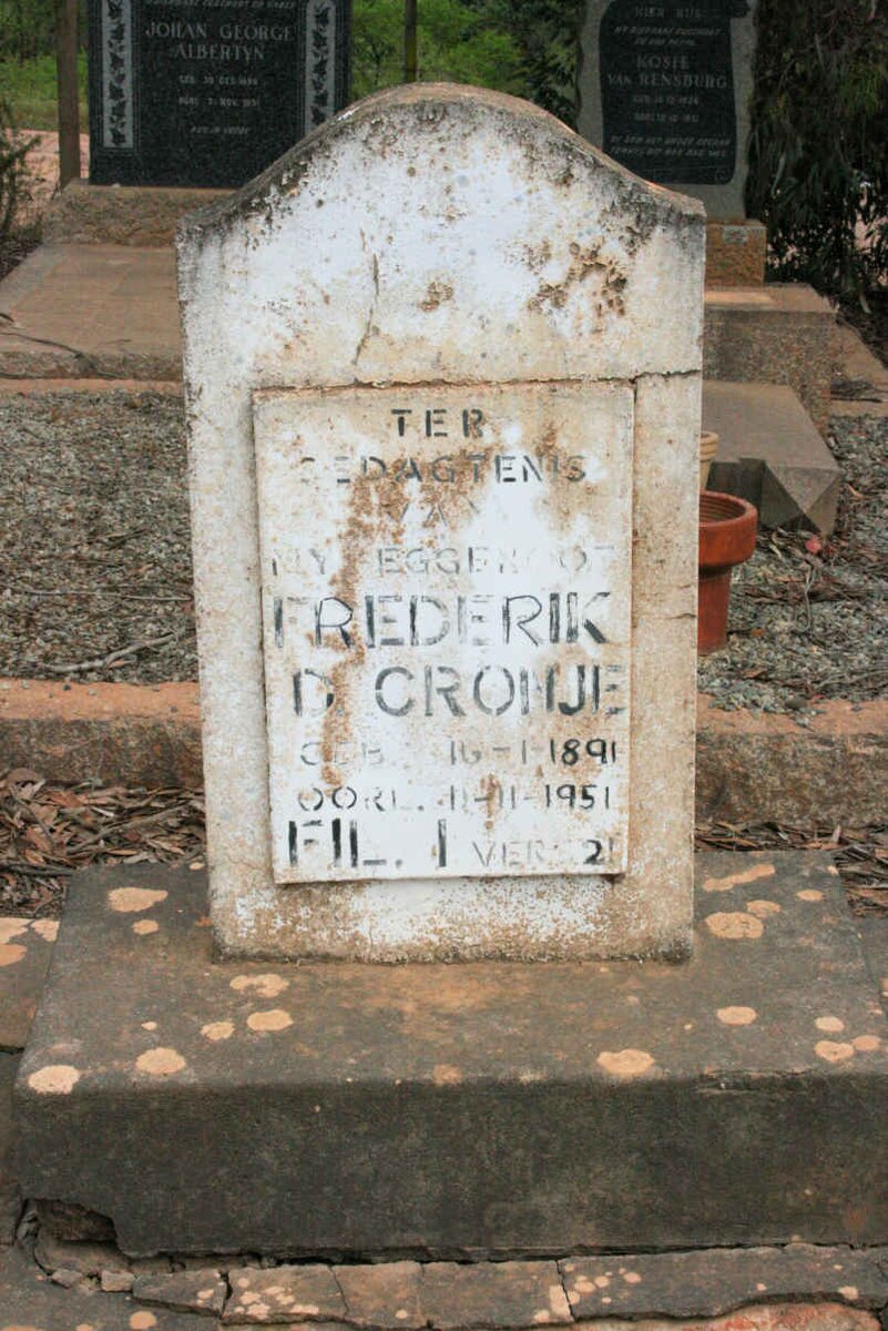 CRONJE Frederik D. 1891-1951