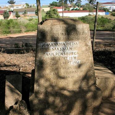 SAAYMAN Johanna Magrietha neé VAN RENSBURG 1871-19?1