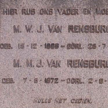 RENSBURG M.W.J., van 1869-1954 &amp; M.M.J. 1872-1943