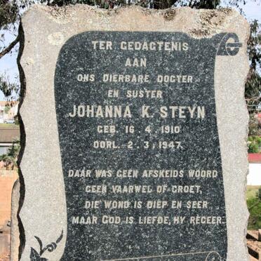 STEYN Johanna K. 1910-1947