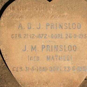 PRINSLOO A.D.J. 1872-1951 &amp; J.M. neé MATHEE 1881-1952