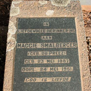 SMALBERGER Maggie neé DU PREEZ 1887-1951