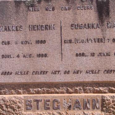 STEGMANN Johannes Hendrik 1880-1960 &amp; Susanna Maria VAN DER VYVER 1881-1960
