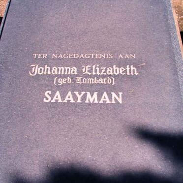 SAAYMAN Johanna Elizabeth neé LOMBARD