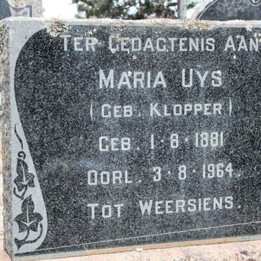 UYS Maria neé KLOPPER 1881-1964