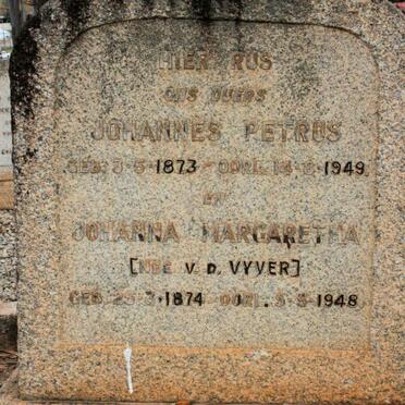 ELLIS Johannes Petrus 1873-1949 &amp; Johanna Margaretha VAN DER VYVER 1874-1948