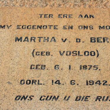 BERG Martha, van der neé VOSLOO 1875-1942