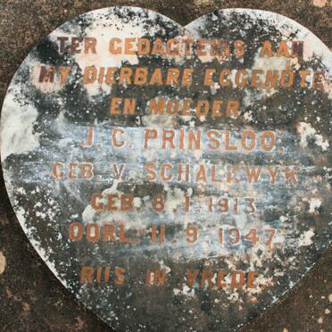 PRINSLOO J.C. neé VAN SCHALKWYK 1913-1947