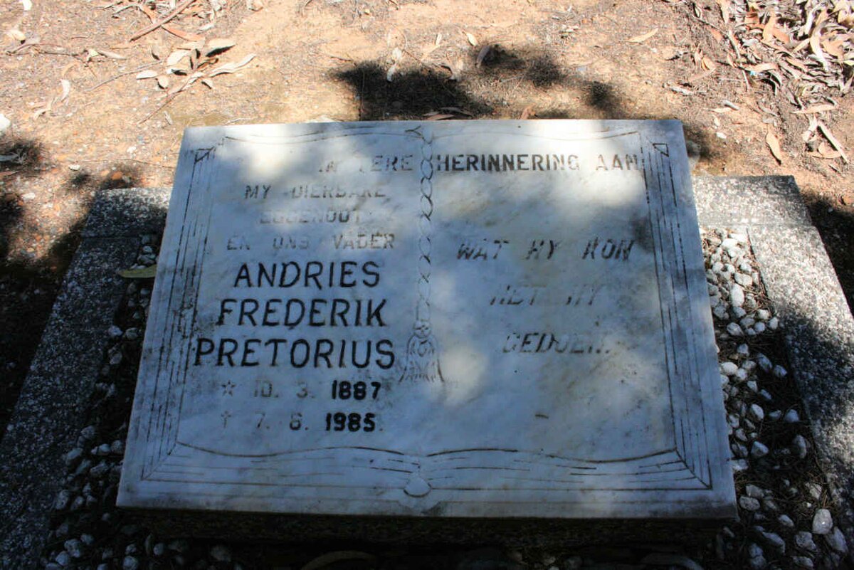 PRETORIUS Andries Frederik 1887-1985
