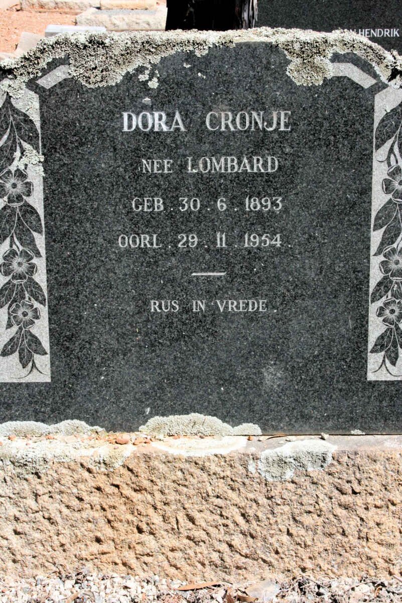 CRONJE Dora neé LOMBARD 1893-1954